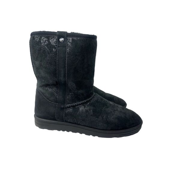 Abeo Whistler Black Paisley Sheepskin Boots Women’s Size 10 - Picture 4 of 9